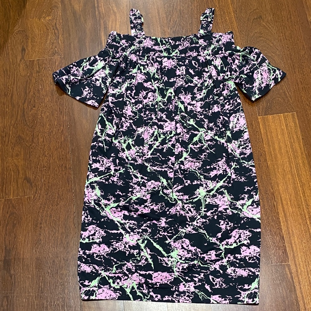 Love Moschino  Splatter Paint Cold Shoulder Dress